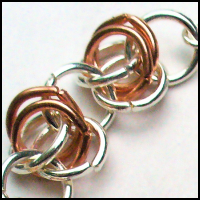 Copper and Silver Barrel Chain Bracelet